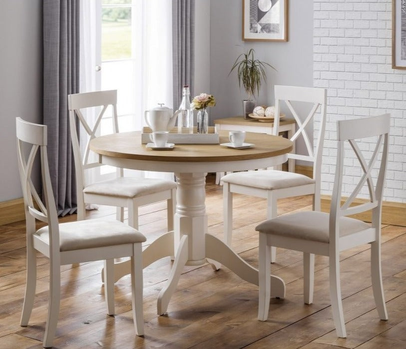 Round Oak 4 Seater Pedestal Dining Table