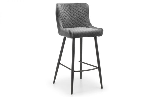 Grey Velvet Bar Stool