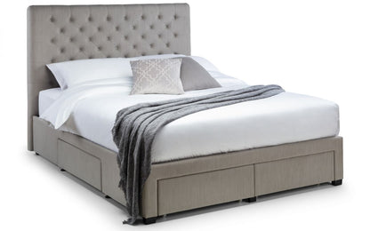 Grey Deep Buttoned 4 Drawer Double/King/Super King Bed