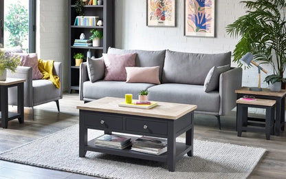 Dark Grey Coffee Table With 2 Drawers