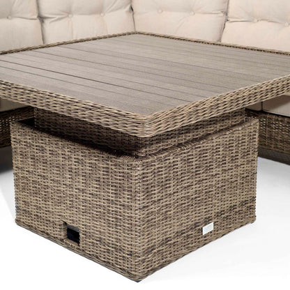 Outdoor Brown Corner Sofa with rising table