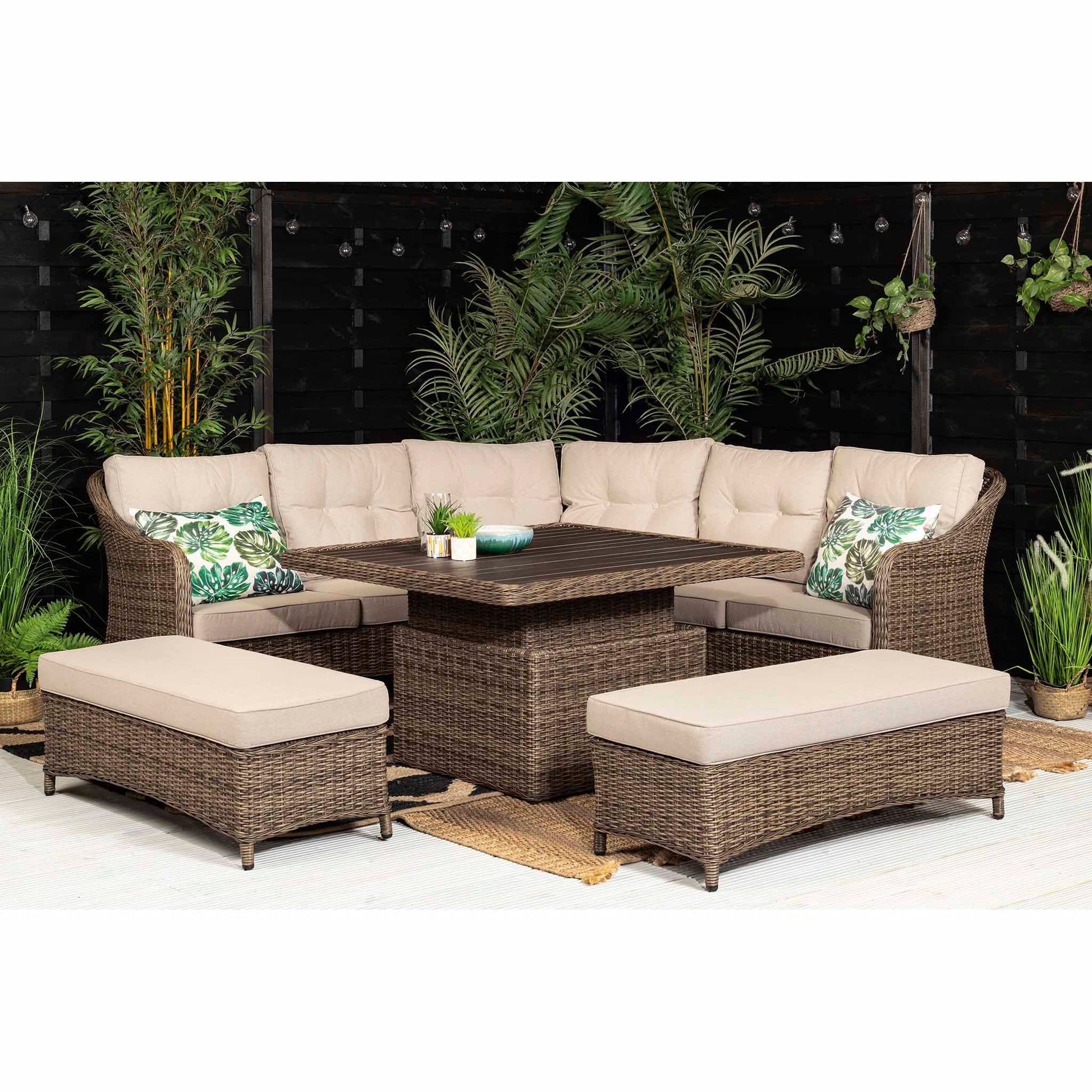 Outdoor Brown Corner Sofa with benches