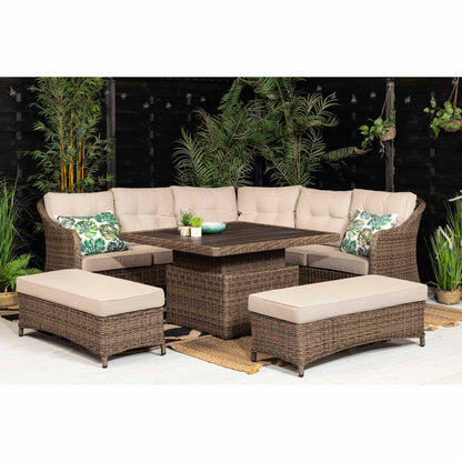 Outdoor Brown Corner Sofa with benches