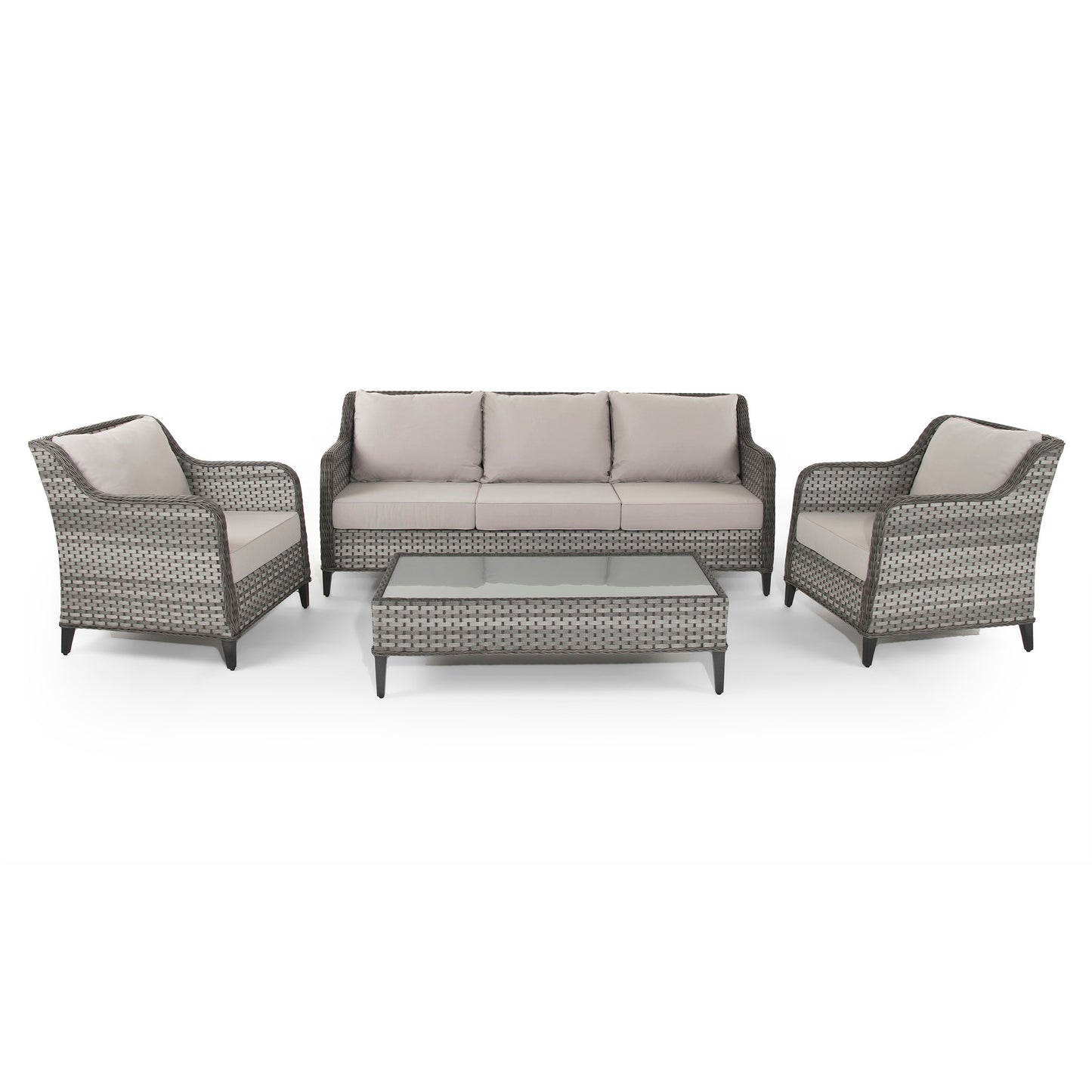 Outdoor Grey  3 Seater Sofa with 2 Armchairs and Coffee Table