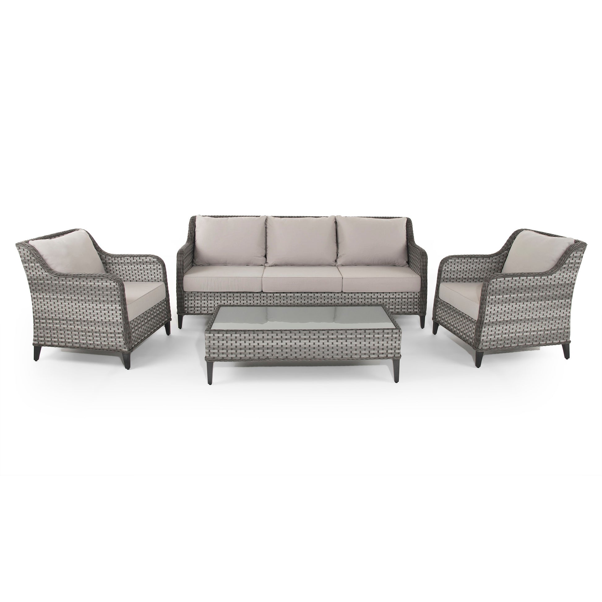 Outdoor Grey  3 Seater Sofa with 2 Armchairs and Coffee Table