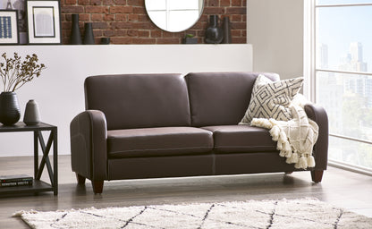 Chestnut Brown Faux Leather 3 Seater Sofa