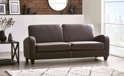 Chestnut Brown Faux Leather 3 Seater Sofa