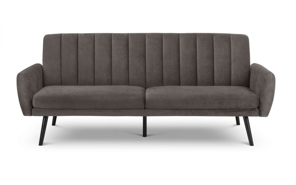 Grey Velvet 3 Seater Sofa Bed