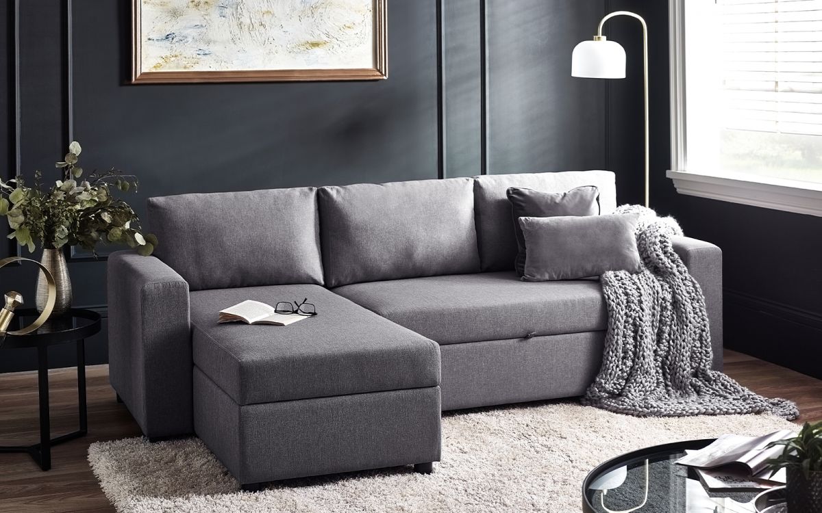 Light Grey Linen 3 Seater Sofa Bed