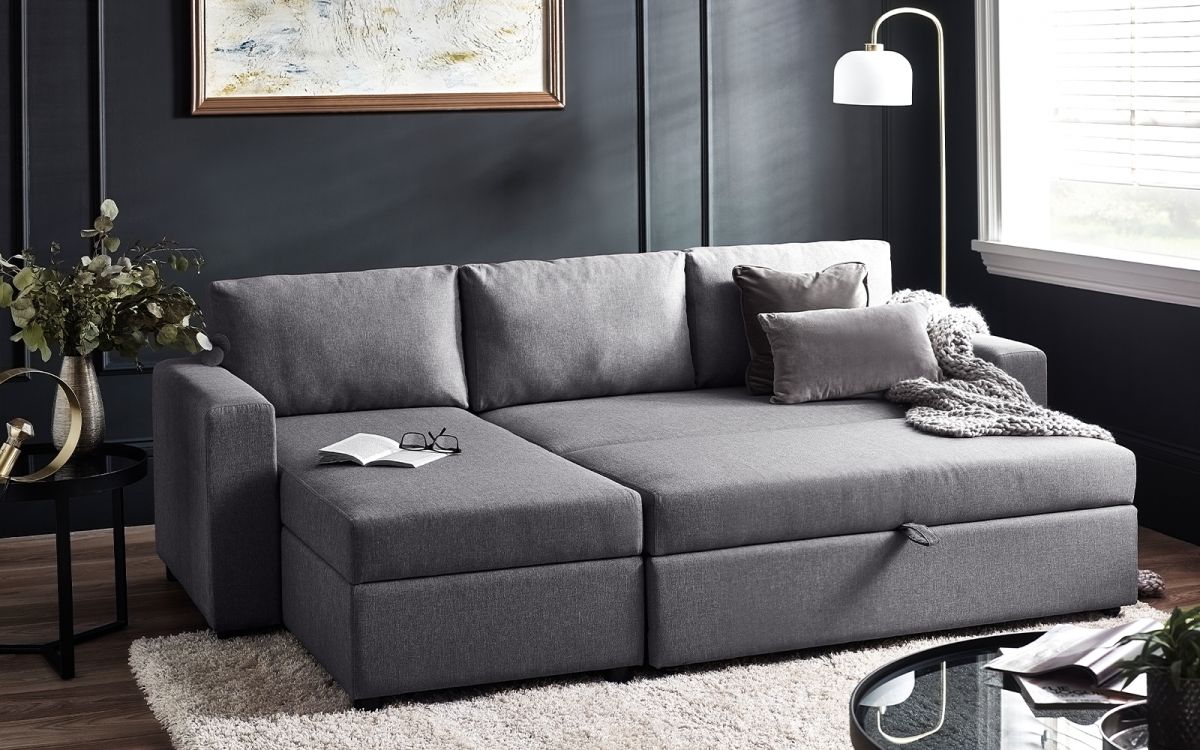 Light Grey Linen 3 Seater Sofa Bed