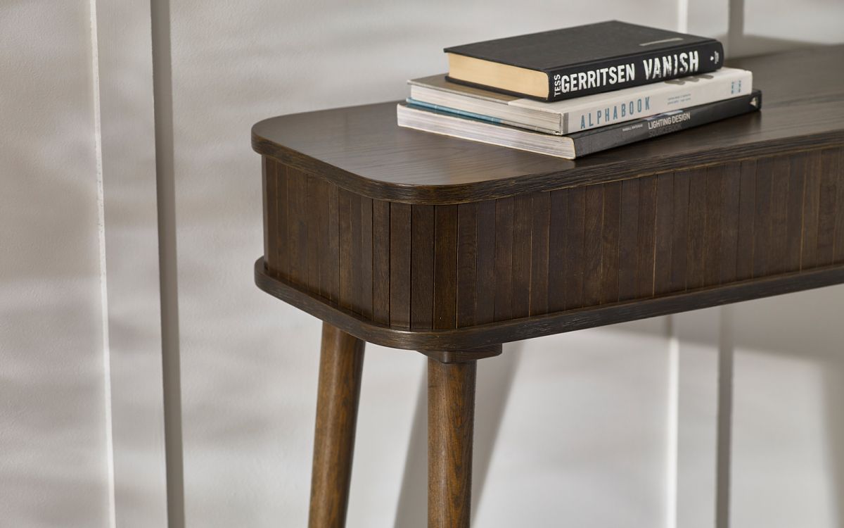 Wood Console Table with Sliding Doors