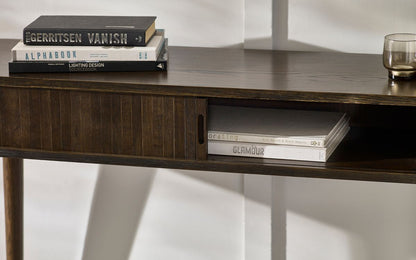 Wood Console Table with Sliding Doors