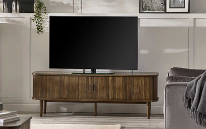 Widescreen TV Unit With Sliding Doors and 6 shelves