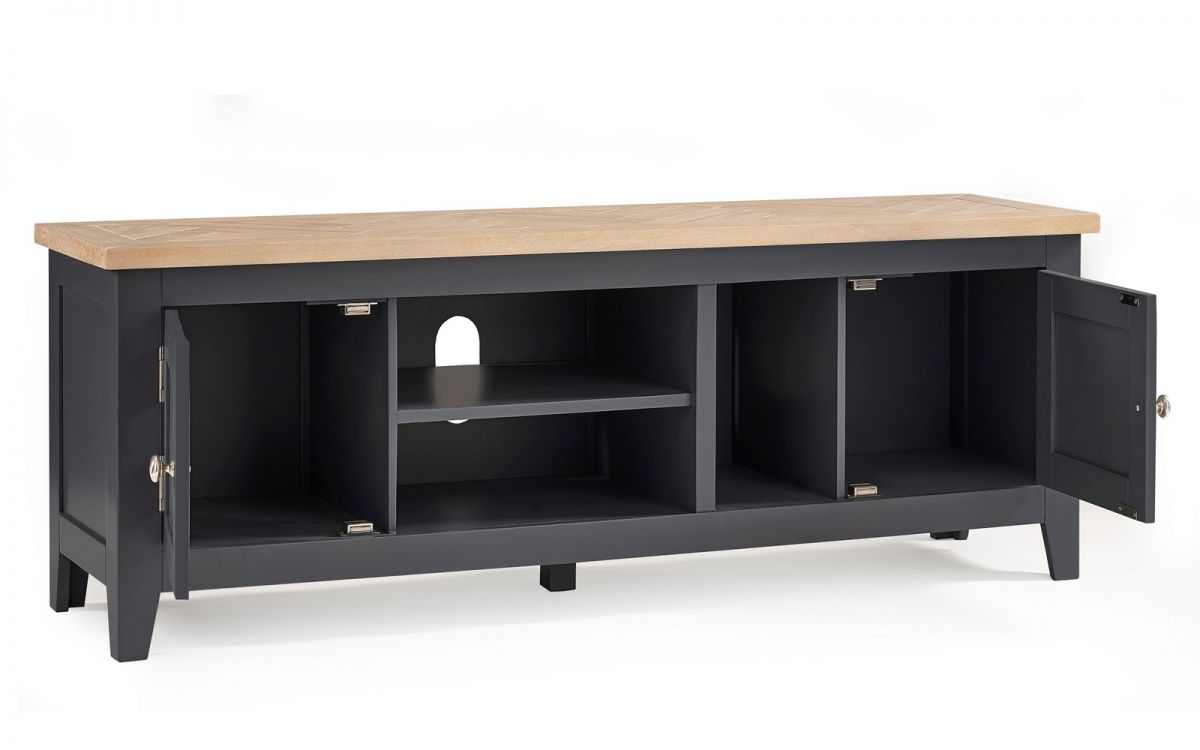 Bordeaux Dark Grey TV Cabinet with shelves and storage