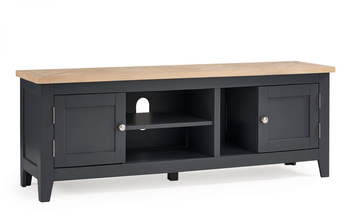 Bordeaux Dark Grey TV Cabinet with shelves and storage