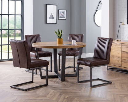 Brooklyn Round Oak 4 Seater Dining Table