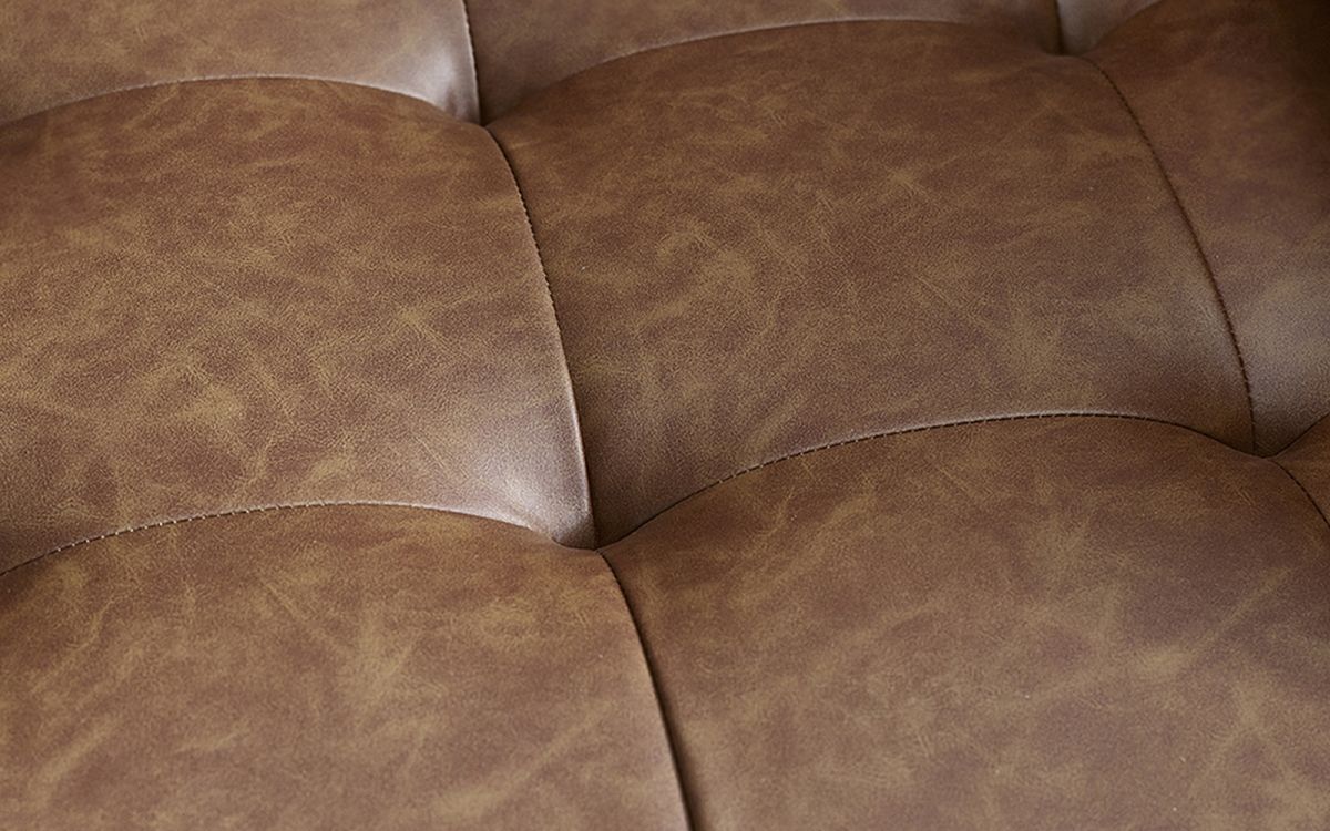 Brown Tan Faux Leather 2 Seater Sofa with Bolster