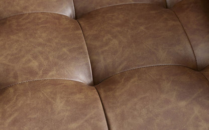 Brown Tan Faux Leather 3 Seater Sofa with Bolster