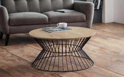 Euro Oak Round Wire Coffee Table