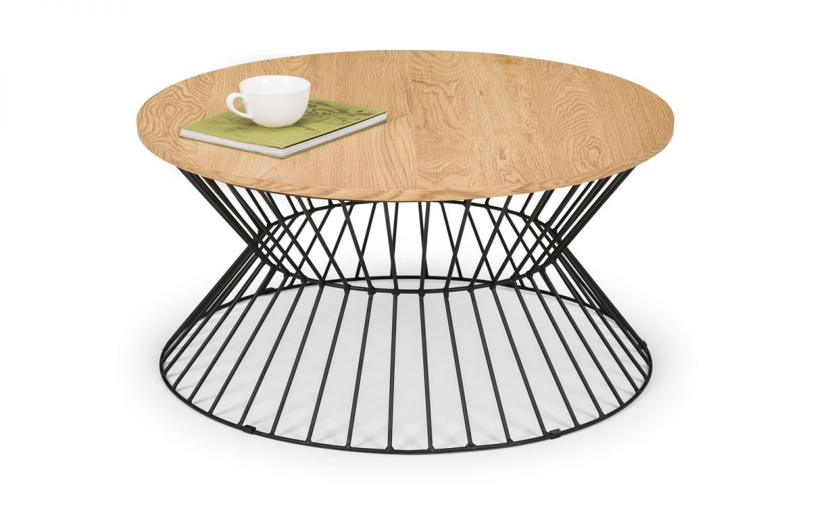 Euro Oak Round Wire Coffee Table