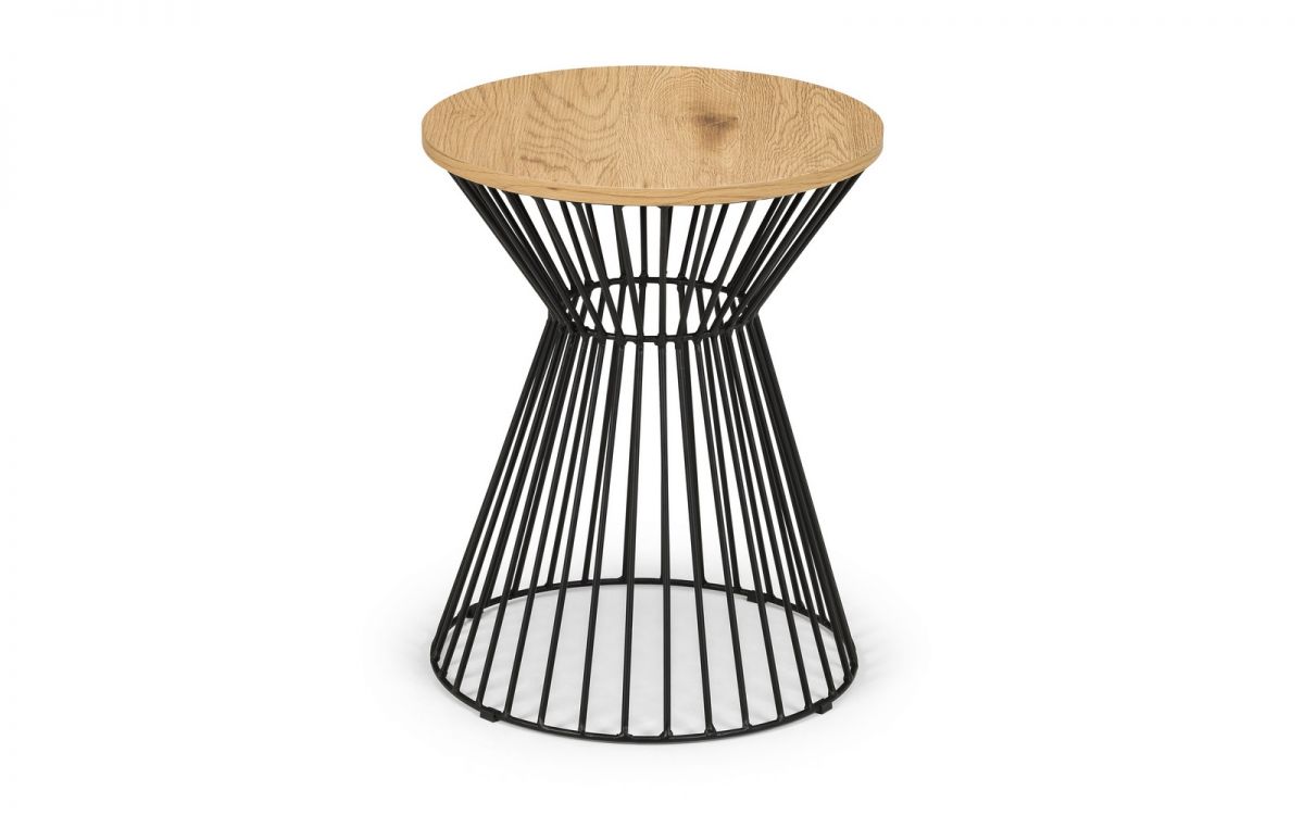 Euro Oak Round Wire Lamp Table