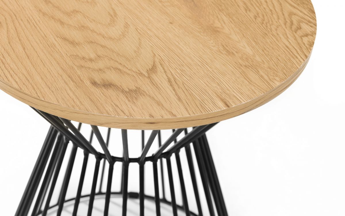 Euro Oak Round Wire Lamp Table