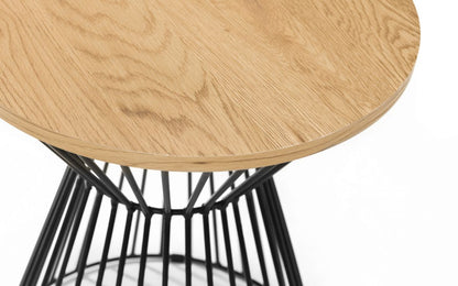 Euro Oak Round Wire Lamp Table