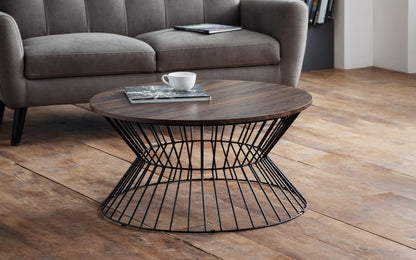 Walnut Round Wire Coffee Table