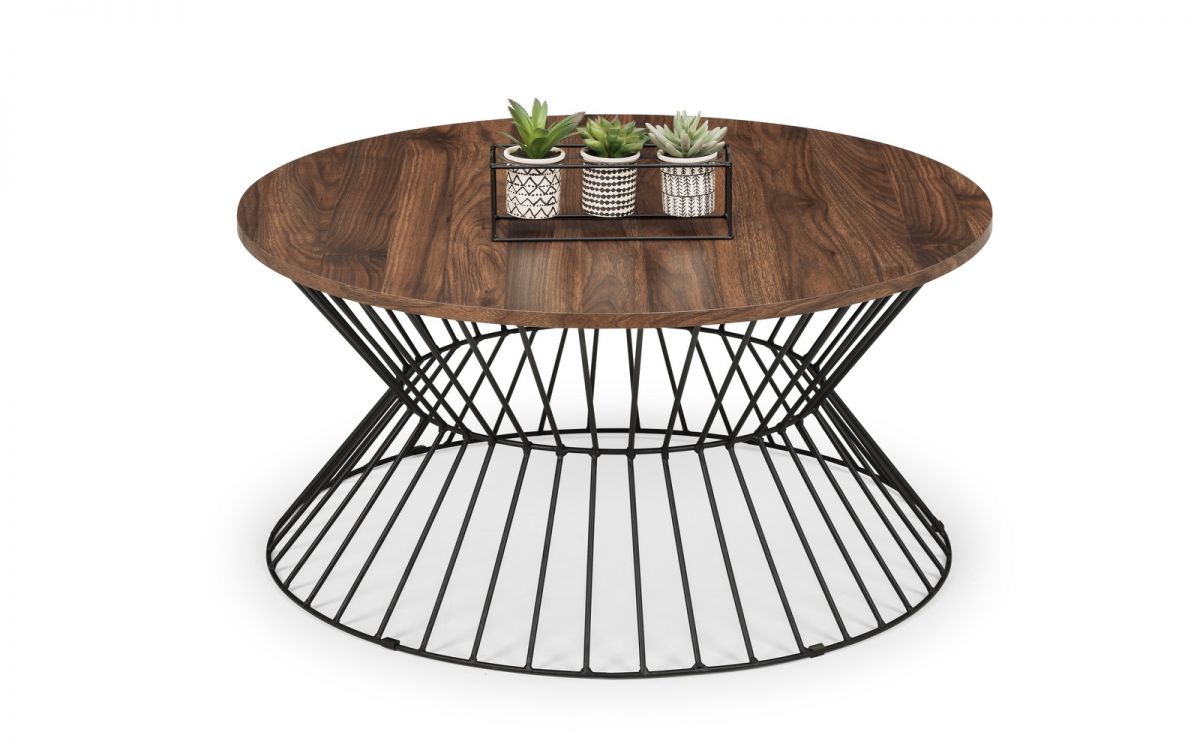 Walnut Round Wire Coffee Table