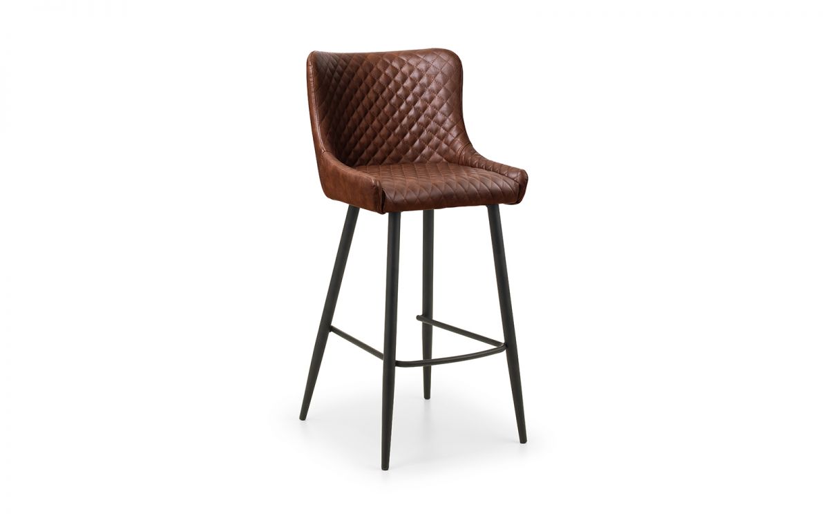 Faux Brown Leather Bar Stool