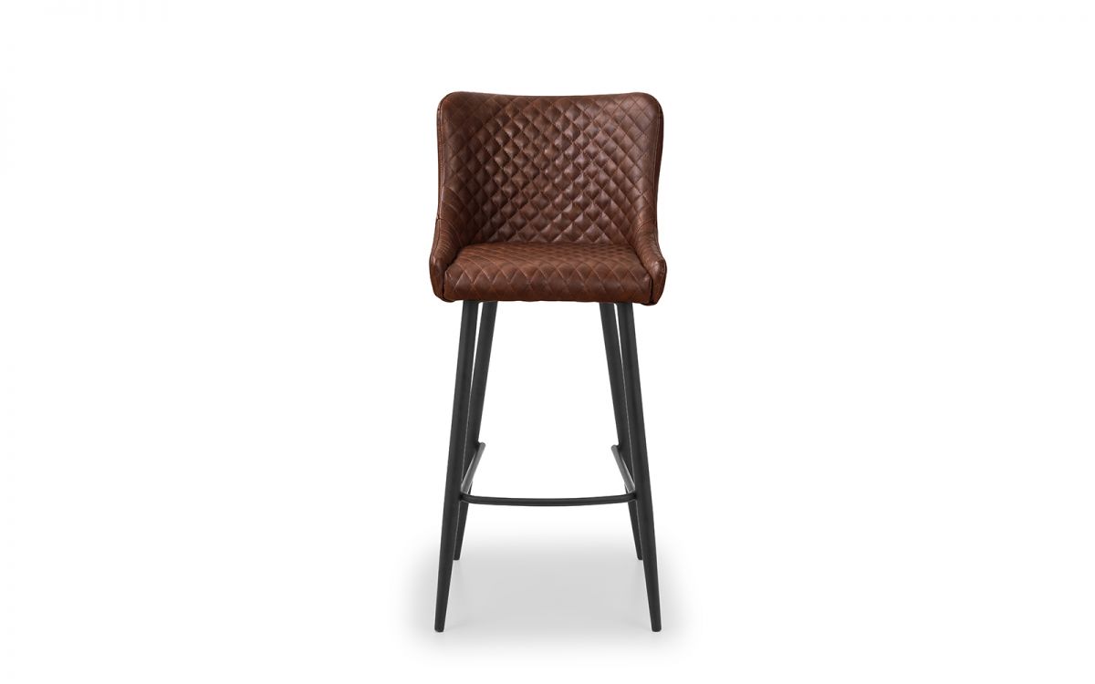 Faux Brown Leather Bar Stool