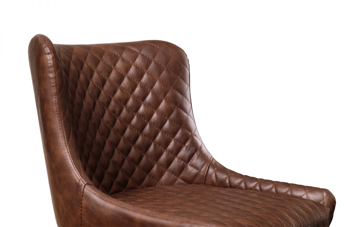 Faux Brown Leather Bar Stool