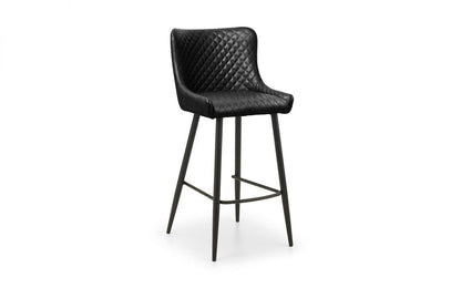 Faux Black Leather Bar Stool