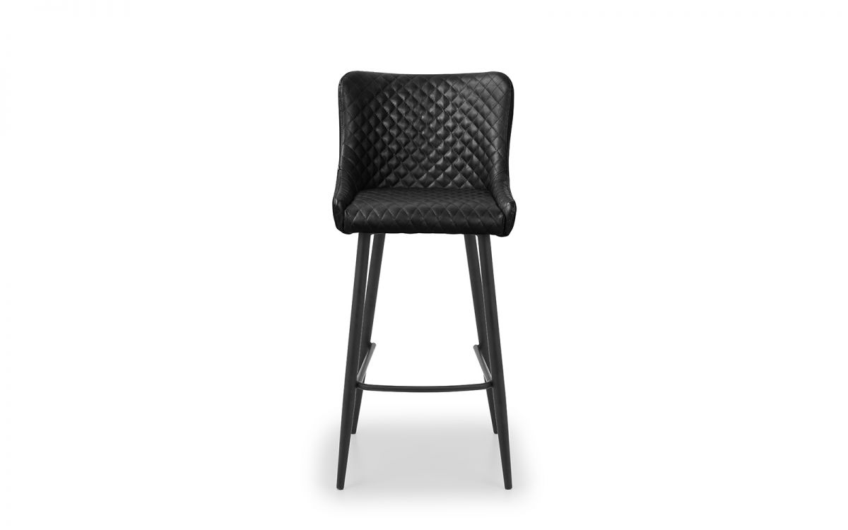 Faux Black Leather Bar Stool