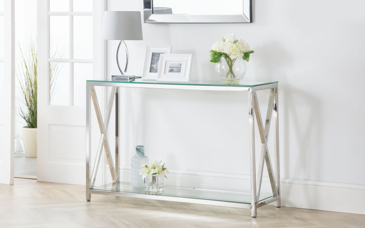 Silver Glass Console Table