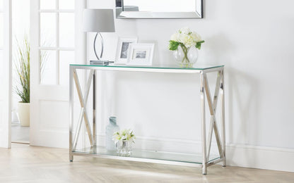 Silver Glass Console Table