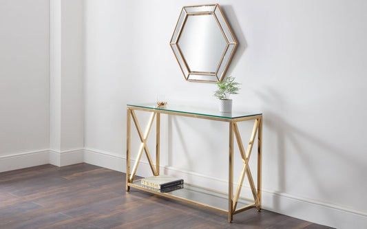 Gold Glass Console Table