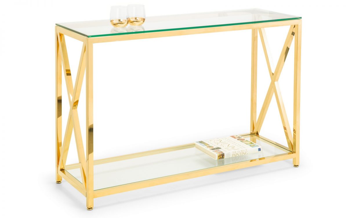 Gold Glass Console Table