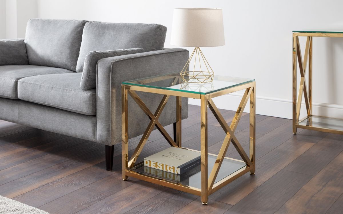 Gold Glass Lamp Table