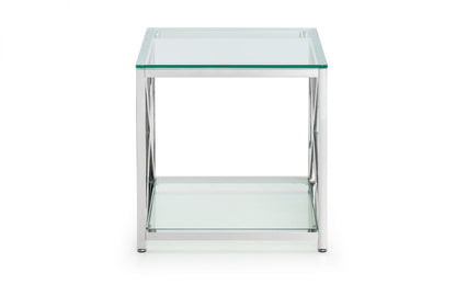 Silver Glass Lamp Table