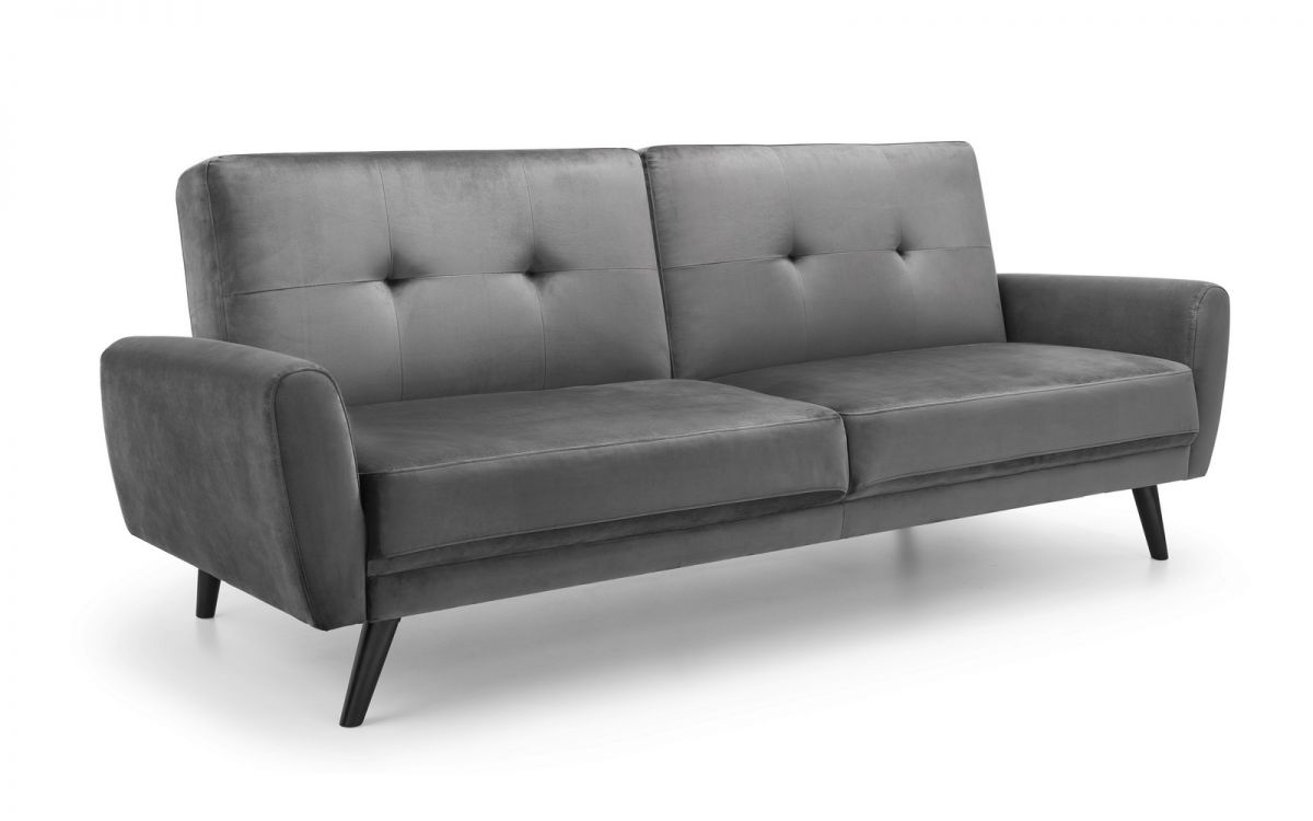 Dark Grey Velvet 3 Seater Sofa Bed