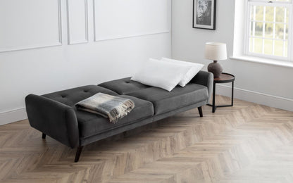 Dark Grey Velvet 3 Seater Sofa Bed