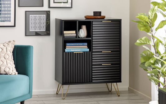 Matte Black 2 Door 2 Drawer Sideboard