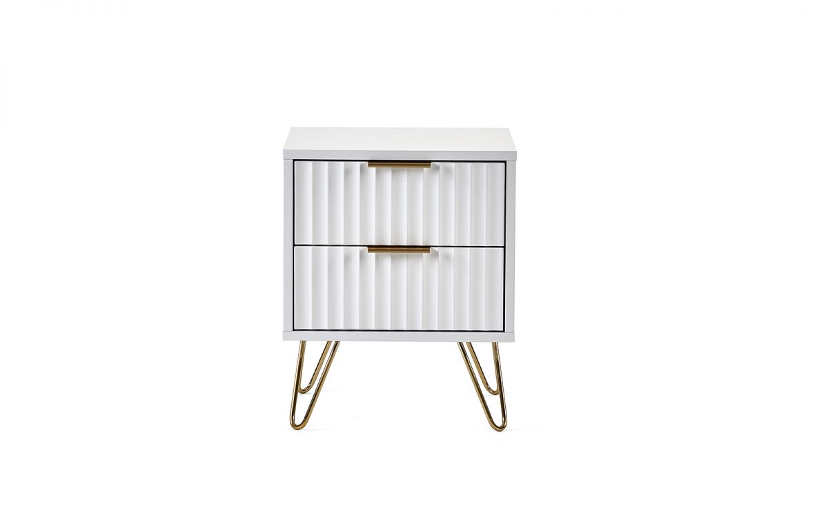 Matte White 2 Drawer bedside Lamp Table