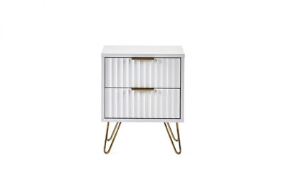 Matte White 2 Drawer bedside Lamp Table