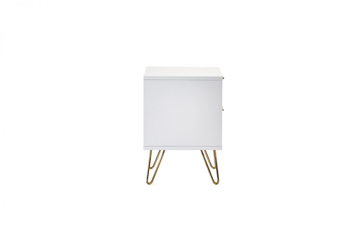 Matte White 2 Drawer bedside Lamp Table