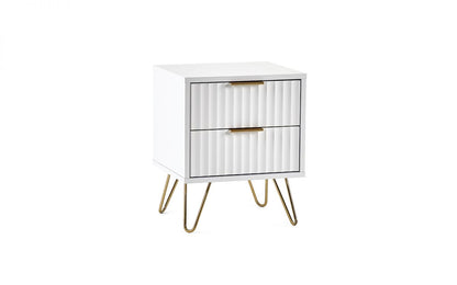 Matte White 2 Drawer bedside Lamp Table