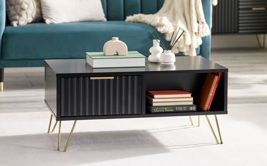 Matte Black Coffee Table with gold legs