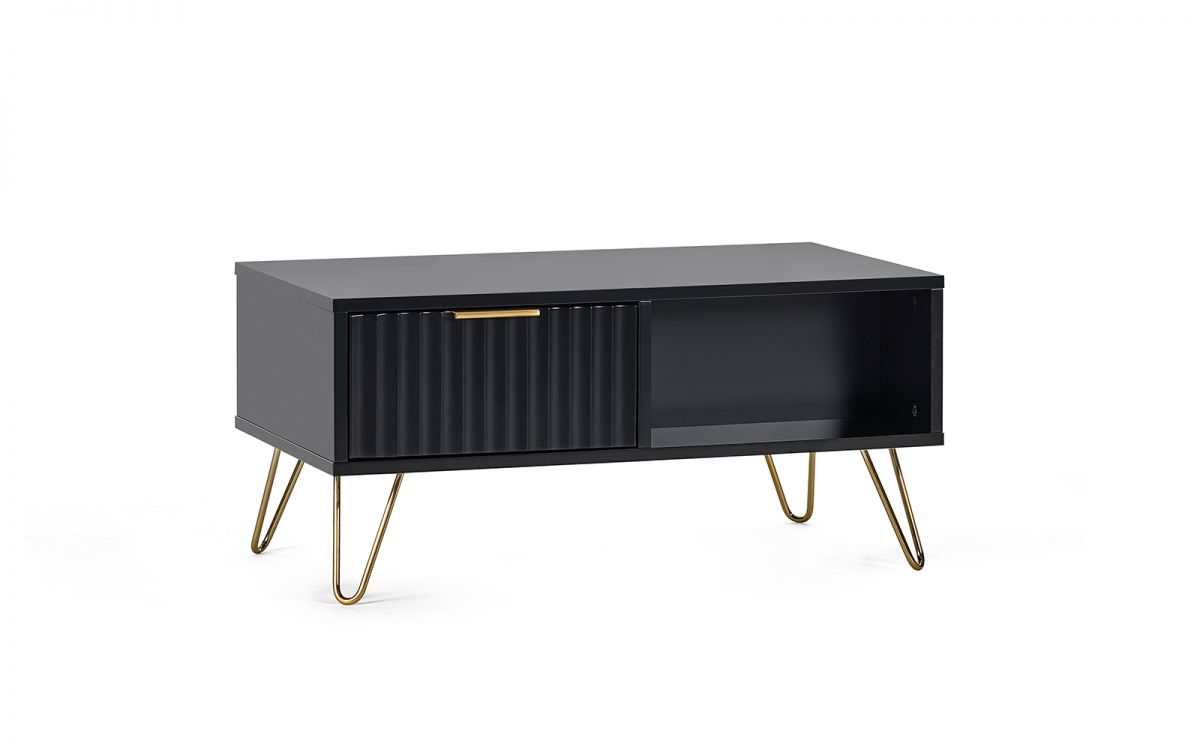 Matte Black Coffee Table with gold legs