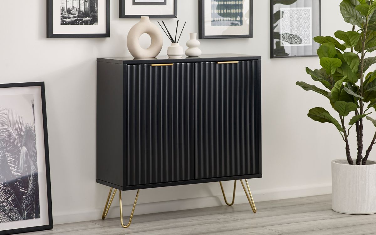 Matte Black Compact Sideboard